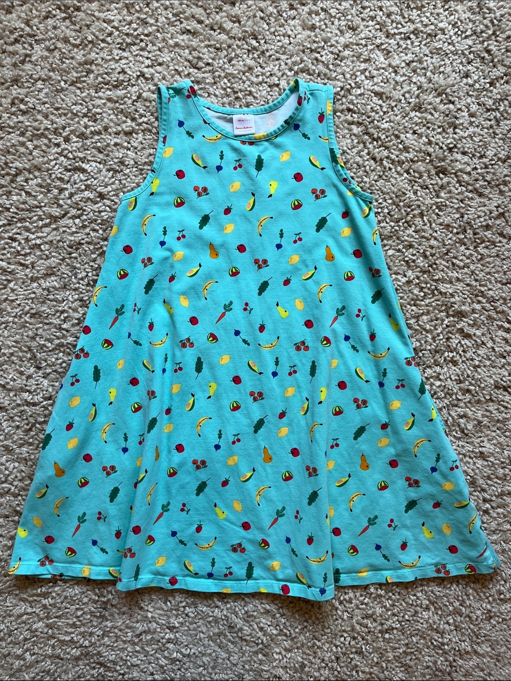 Hanna Andersson Aqua Fruit & Veggie Print Swing Dress